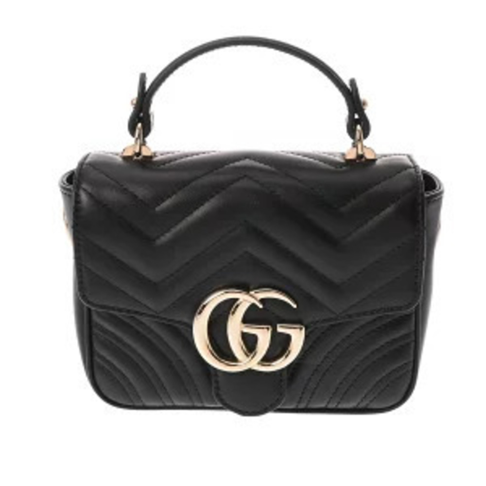 Gucci GG Marmont Top Handle Bag Leather Top Handle Bag Black